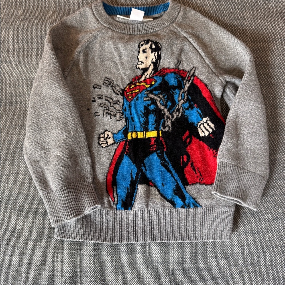 3T GAP kids Gray Superman Graphic Crewneck Sweater